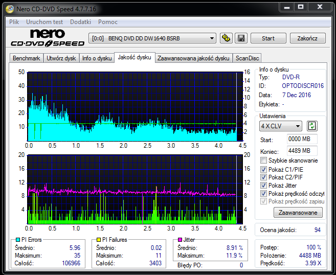 07-12-2016 23,52 8x@ PIONEER DVD-RW  DVR-S16J Benq 1640 4x CLV